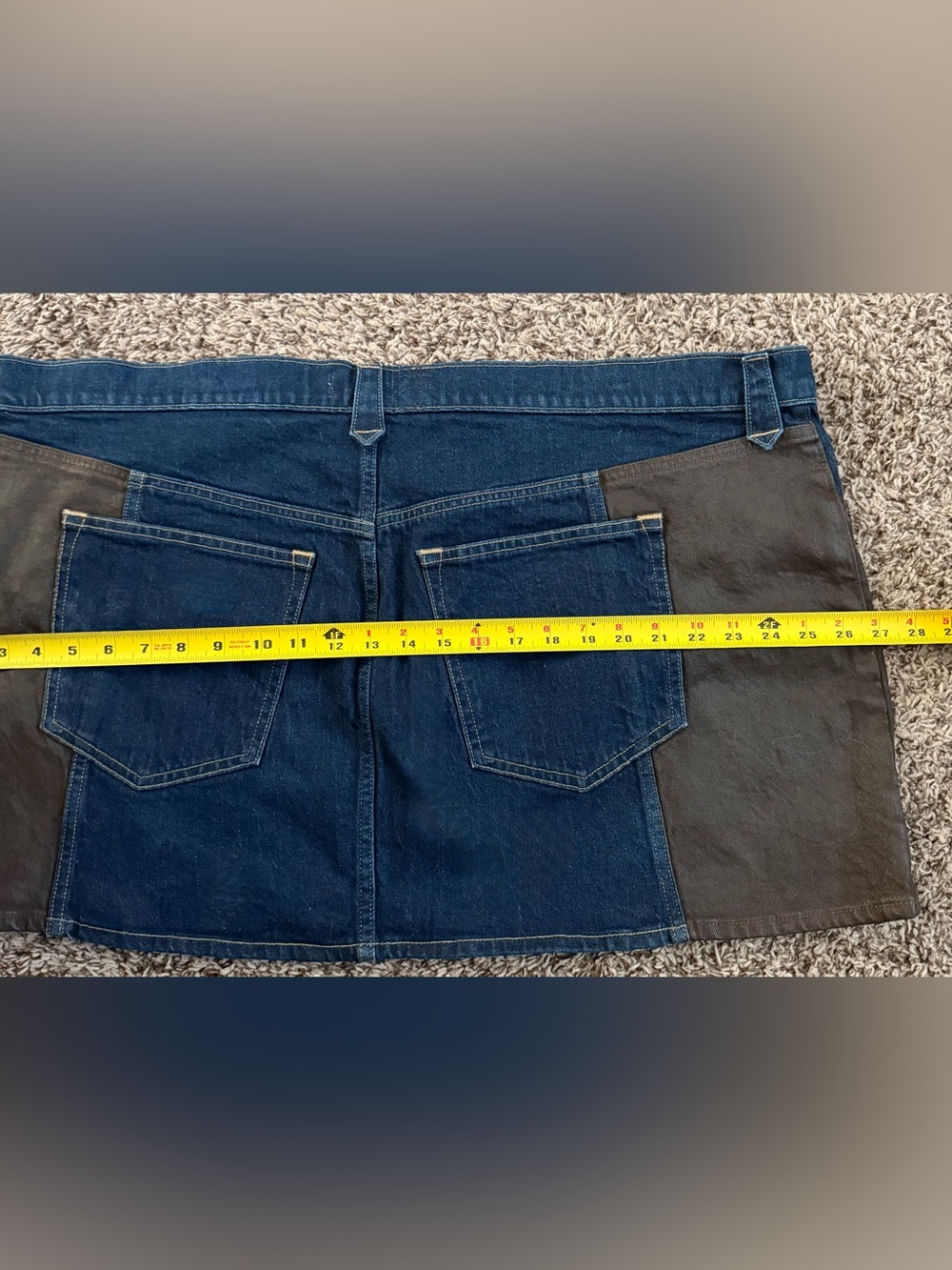 Abercrombie x Kemo Sabe Curve Love Mixed Fabric Denim Mini Skirt 37 NWT - Picture 7 of 12